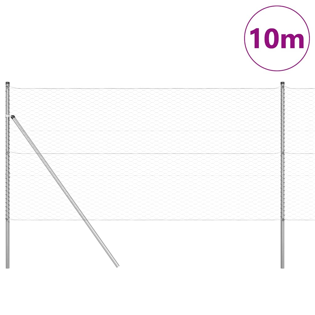 vidaXL Hexagonal Fence Ground Fix 10 x 1 m Galvanised Steel Silver 3