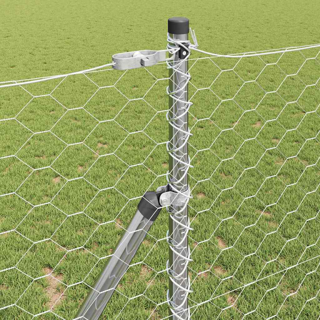 vidaXL Hexagonal Fence Ground Fix 10 x 1 m Galvanised Steel Silver 4