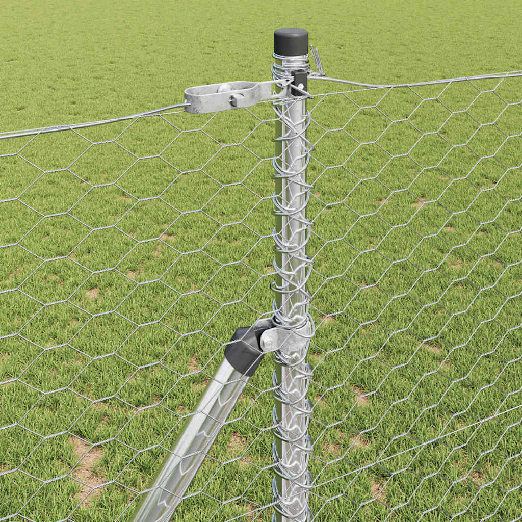 vidaXL Hexagonal Fence Ground Fix 10 x 1.4 m Galvanised Steel Silver 4