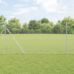 vidaXL Hexagonal Fence Ground Fix 10 x 1.4 m Galvanised Steel Silver 1