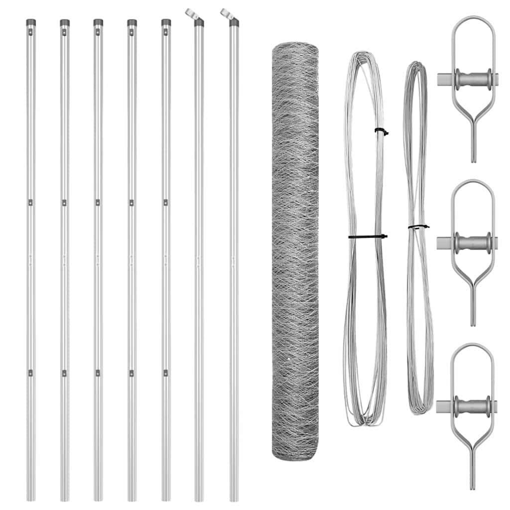 vidaXL Hexagonal Fence Ground Fix 10 x 1.4 m Galvanised Steel Silver 2
