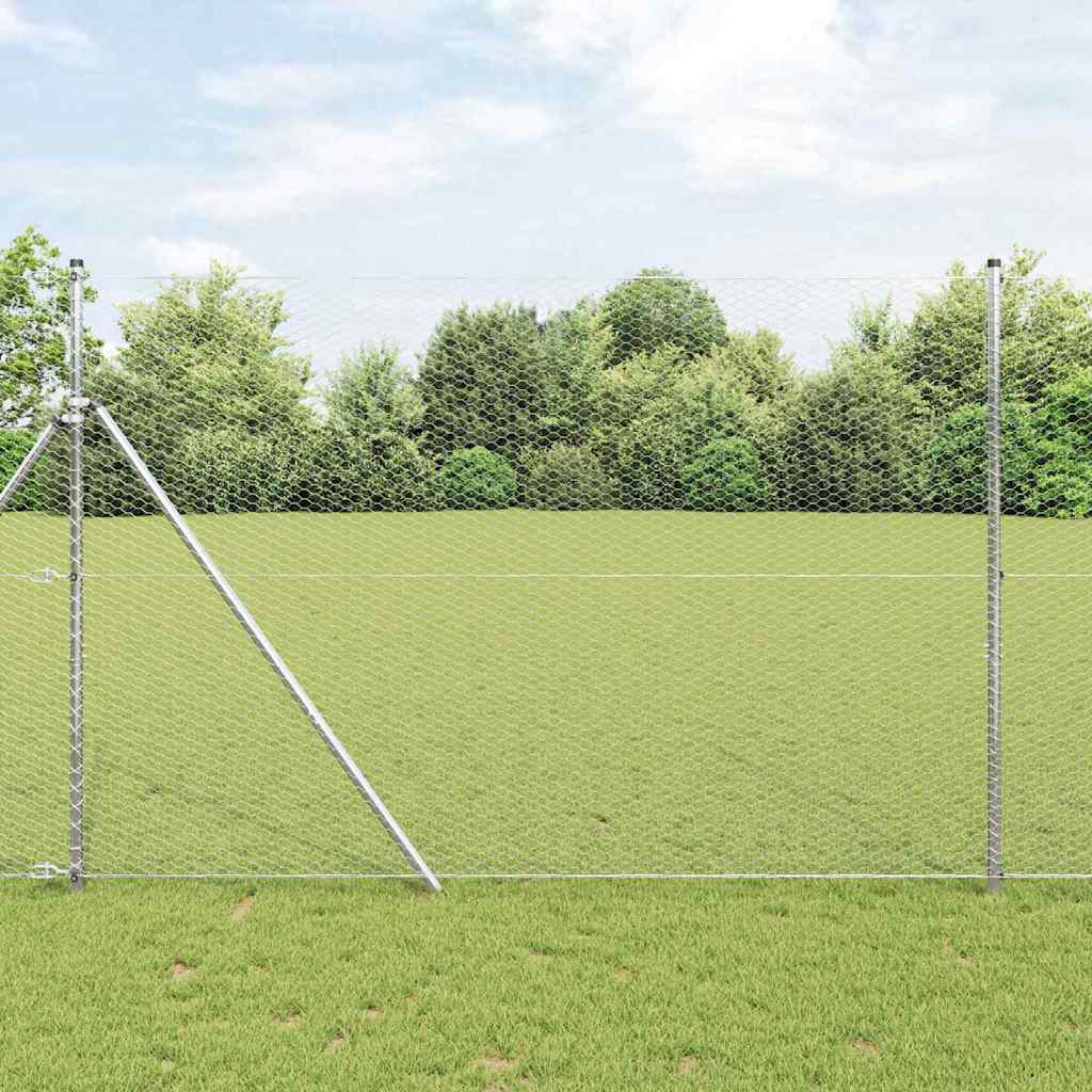 vidaXL Hexagonal Fence Ground Fix 10 x 1.5 m Galvanised Steel Silver 1