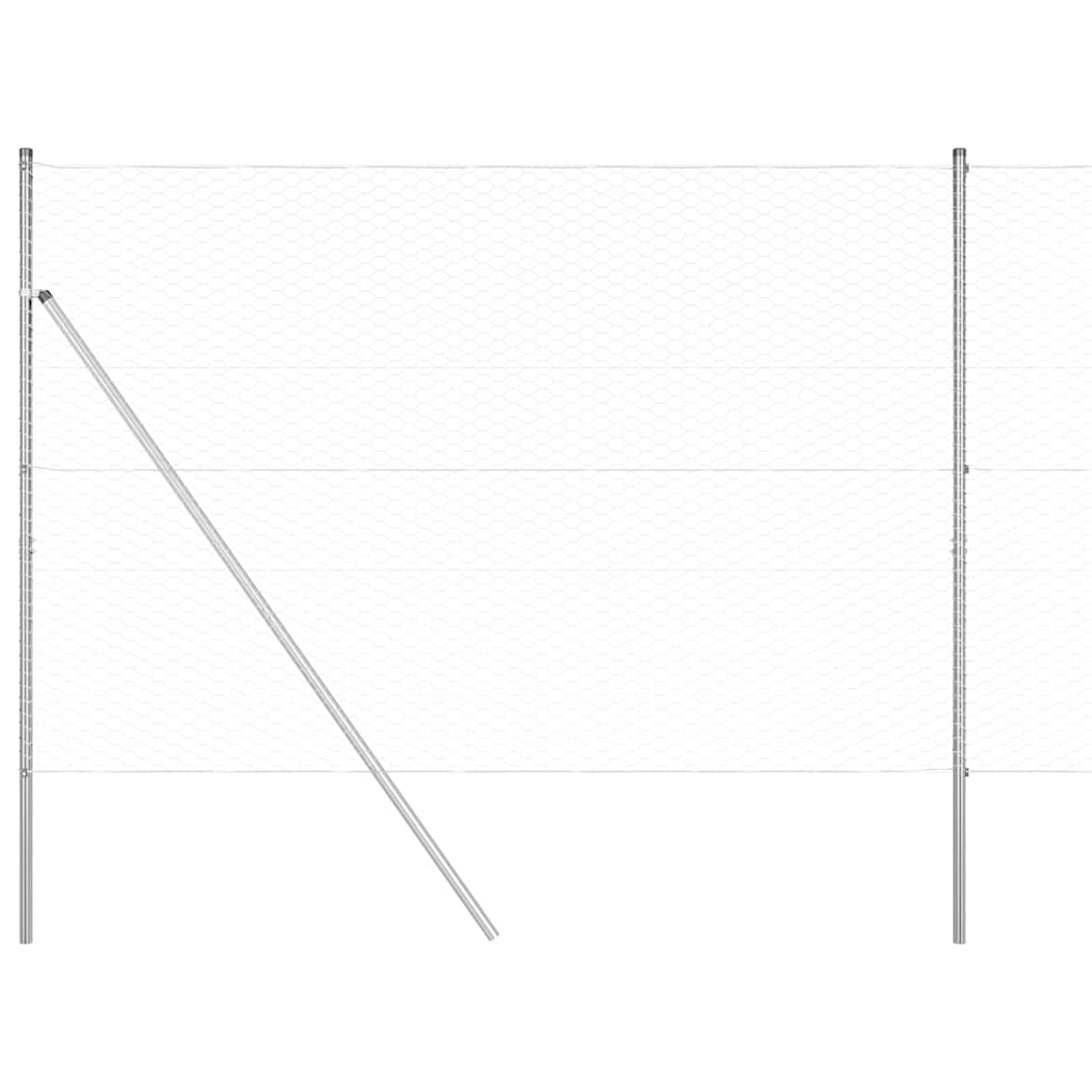 Hexagonal Fence Ground Fix 10 x 1 m Silver Length 10 m Galvanised steel Mesh size 36 mm mesh 1.5 m