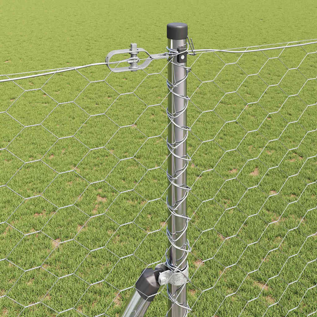 vidaXL Hexagonal Fence Ground Fix 10 x 1.5 m Galvanised Steel Silver 4