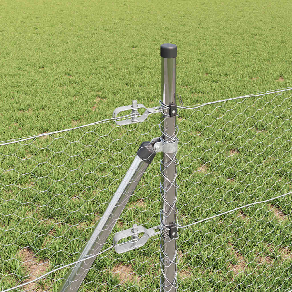vidaXL Hexagonal Fence Ground Fix 25 x 0.4 m Galvanised Steel Silver 4