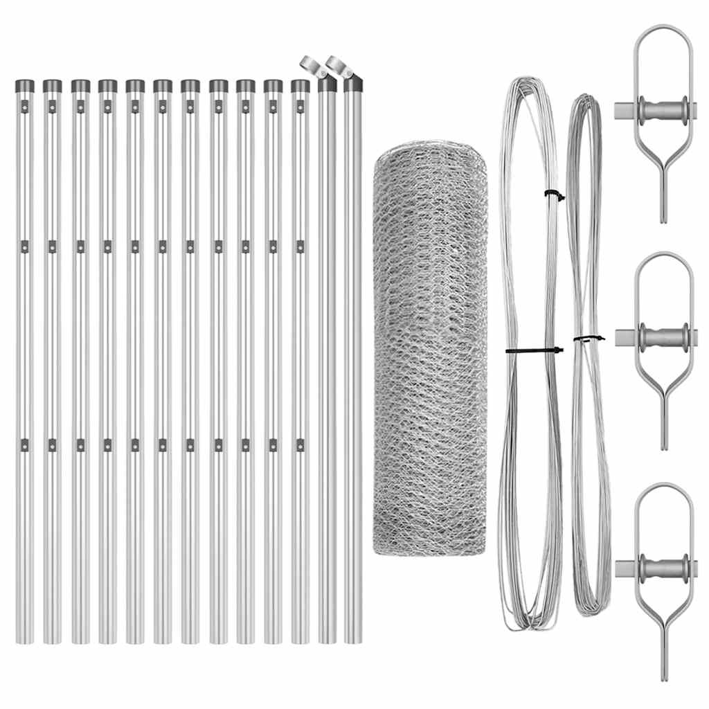 vidaXL Hexagonal Fence Ground Fix 25 x 0.4 m Galvanised Steel Silver 2