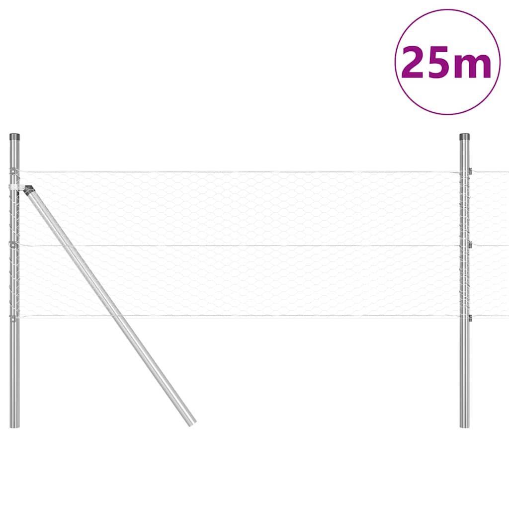 vidaXL Hexagonal Fence Ground Fix 25 x 0.4 m Galvanised Steel Silver 3