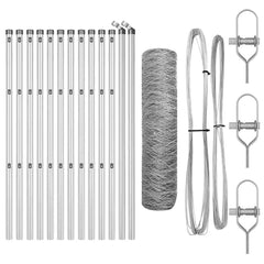 vidaXL Hexagonal Fence Ground Fix 25 x 0.4 m Galvanised Steel Silver 2