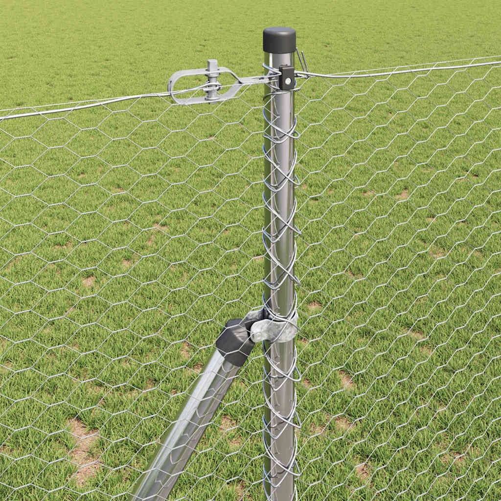 vidaXL Hexagonal Fence Ground Fix 25 x 1 m Galvanised Steel Silver 4