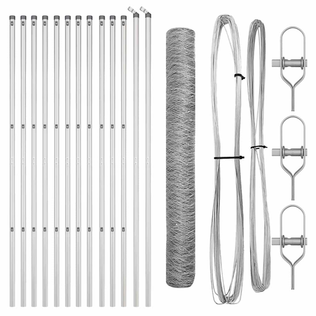 Hexagonal Fence Ground Fix Silver Length Mesh size Galvanised steel