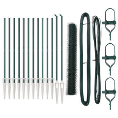 Hexagonal Fence with Post 25 x 0.4 m PVC-Coated Steel mesh Size 50 mm mesh Green 1.2 m
