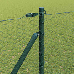 Hexagonal Fence with Post 25 x 0.4 m PVC-Coated Steel mesh Size 25 mm mesh Green 1.5 m
