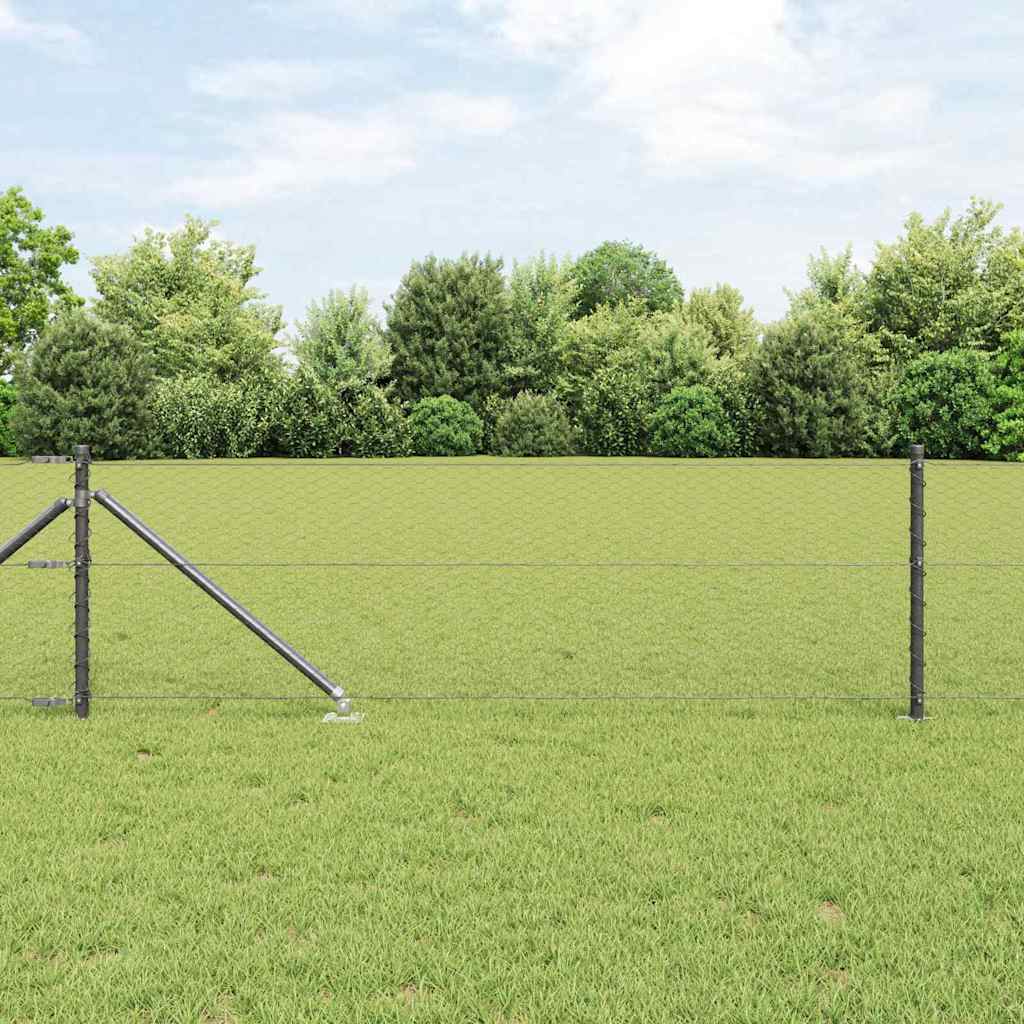 Hexagonal Fence Post PVC-Coated Steel Mesh Grey Size