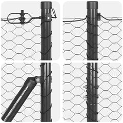 Hexagonal Fence with Post 10 x 1 m PVC-Coated Steel Mesh Grey mesh Size 25 mm mesh 1.5 m
