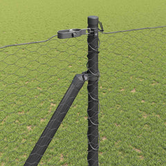 Hexagonal Fence with Post 10 x 1 m PVC-Coated Steel Mesh Grey mesh Size 25 mm mesh 1.5 m