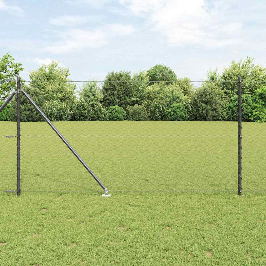 Hexagonal Fence with Post 25 x 1 m PVC-Coated Steel Mesh mesh Size 36 mm mesh Grey 1 m