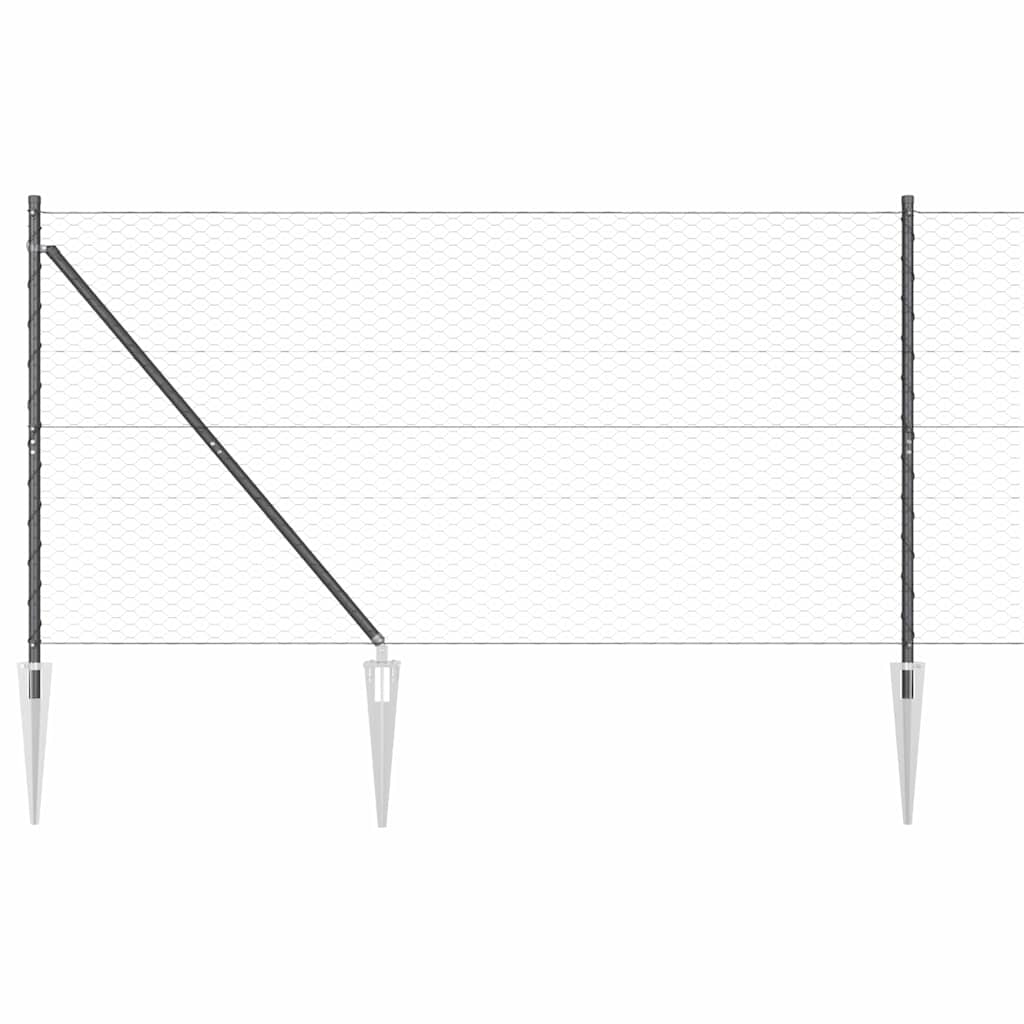 Hexagonal Fence with Post 25 x 1 m PVC-Coated Steel Mesh mesh Size 36 mm mesh Grey 1.4 m