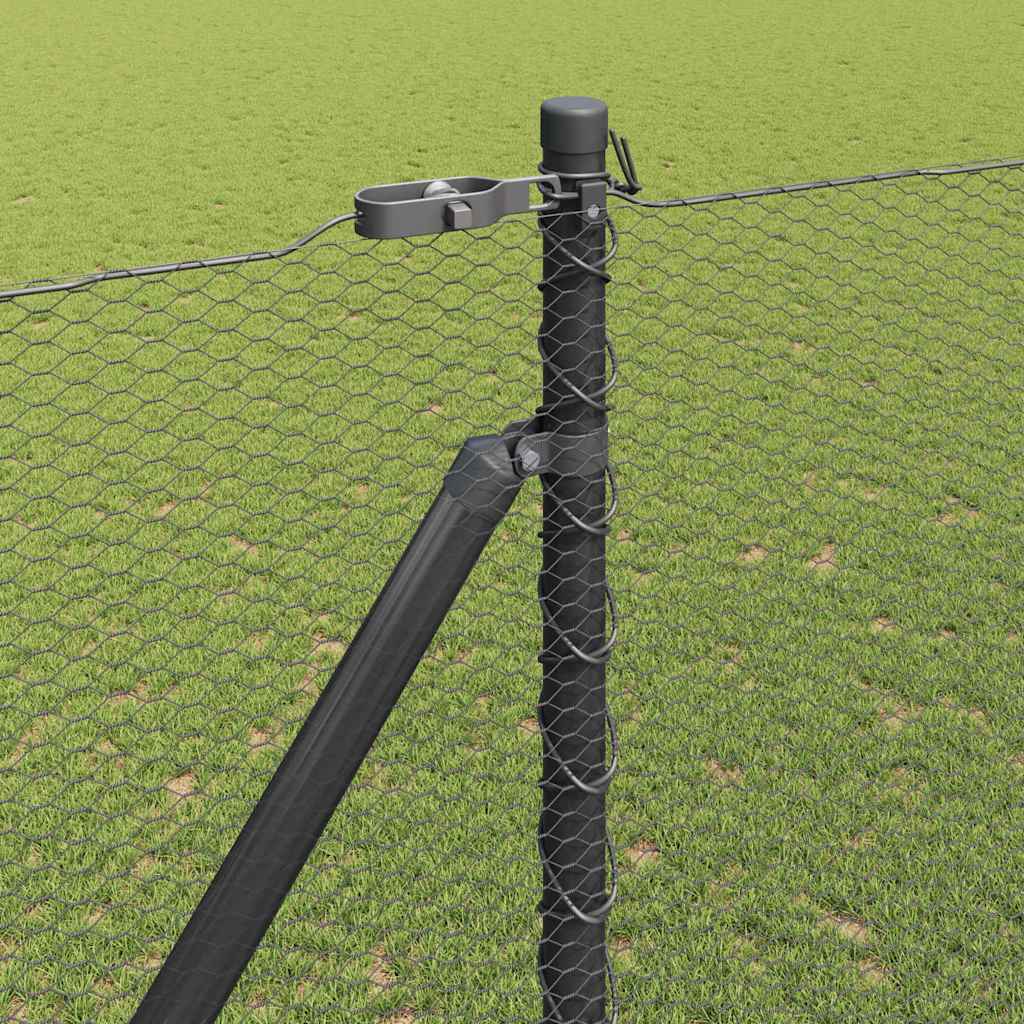 Hexagonal Fence with Post 25 x 1 m PVC-Coated Steel Mesh mesh Size 13 mm mesh Grey 1.6 m