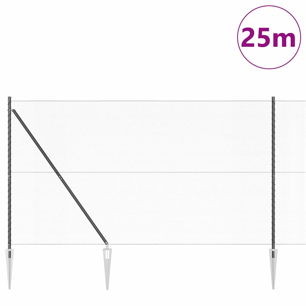 Hexagonal Fence with Post 25 x 1 m PVC-Coated Steel Mesh mesh Size 13 mm mesh Grey 1.6 m
