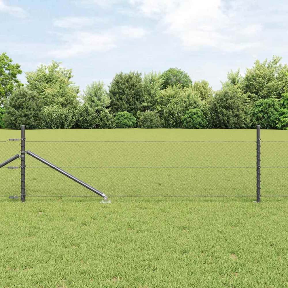 Hexagonal Fence Post PVC-Coated Steel Mesh Grey Size