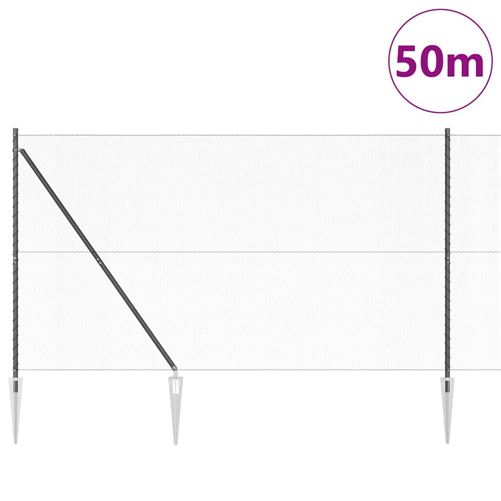 Hexagonal Fence with Post 50 x 1 m PVC-Coated Steel Mesh Grey mesh Size 13 mm mesh 1.6 m