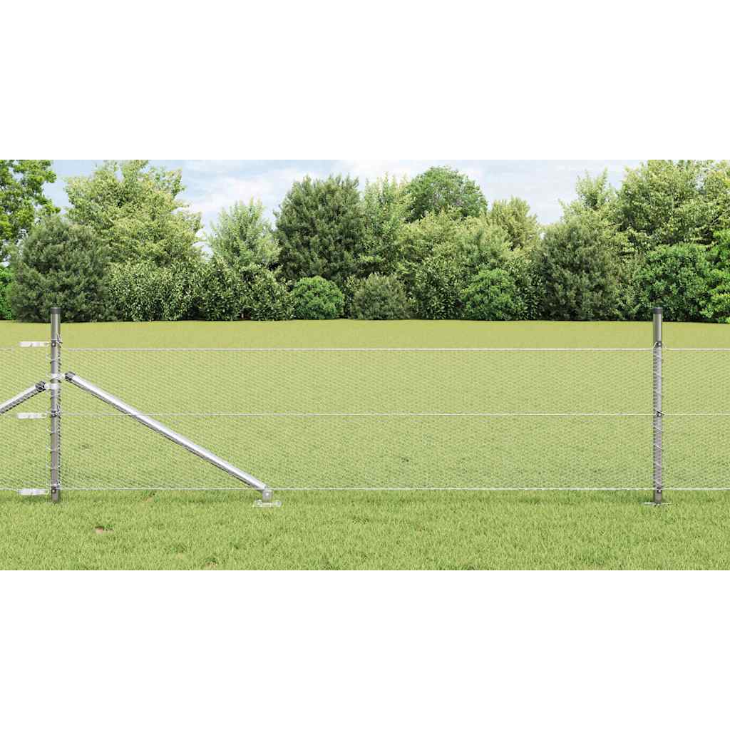 vidaXL Hexagonal Fence with Post 10 x 0.8 m Galvanised Steel Silver 1