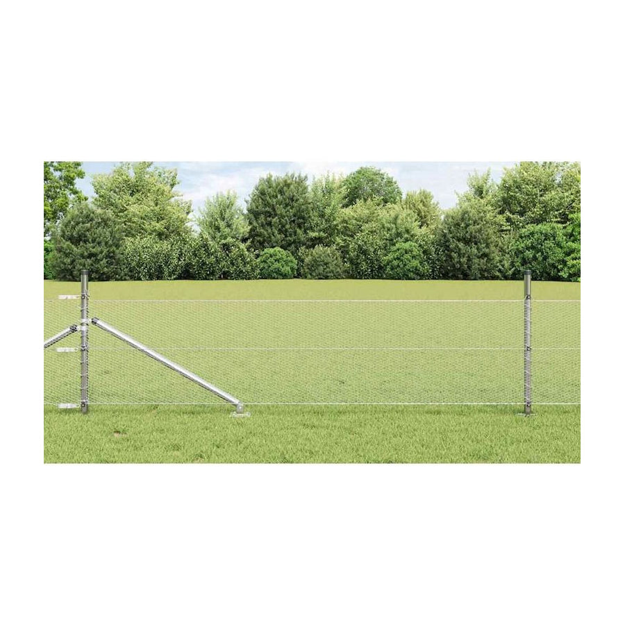 Hexagonal Fence with Post Galvanised Steel Silver