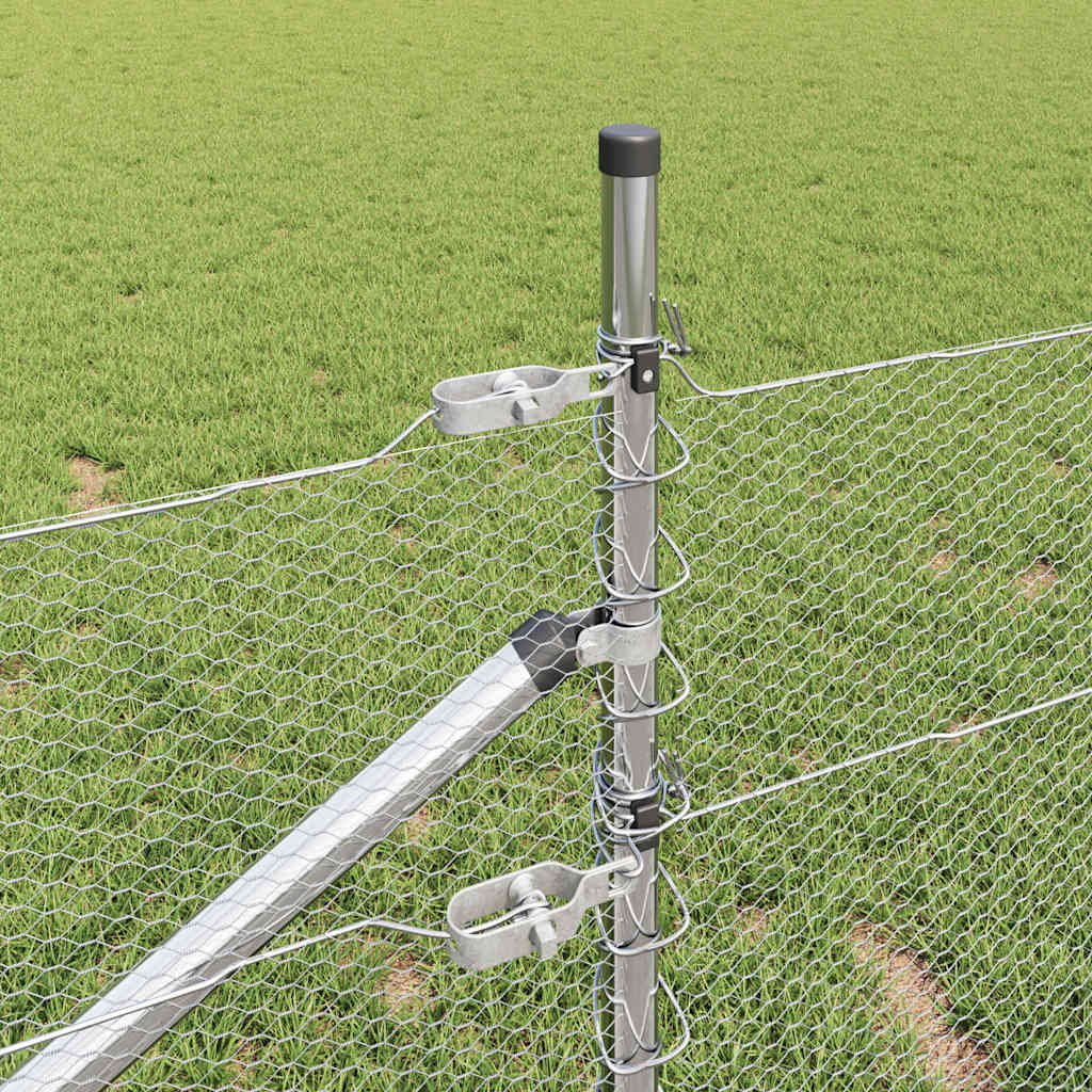 vidaXL Hexagonal Fence with Post 10 x 0.8 m Galvanised Steel Silver 5