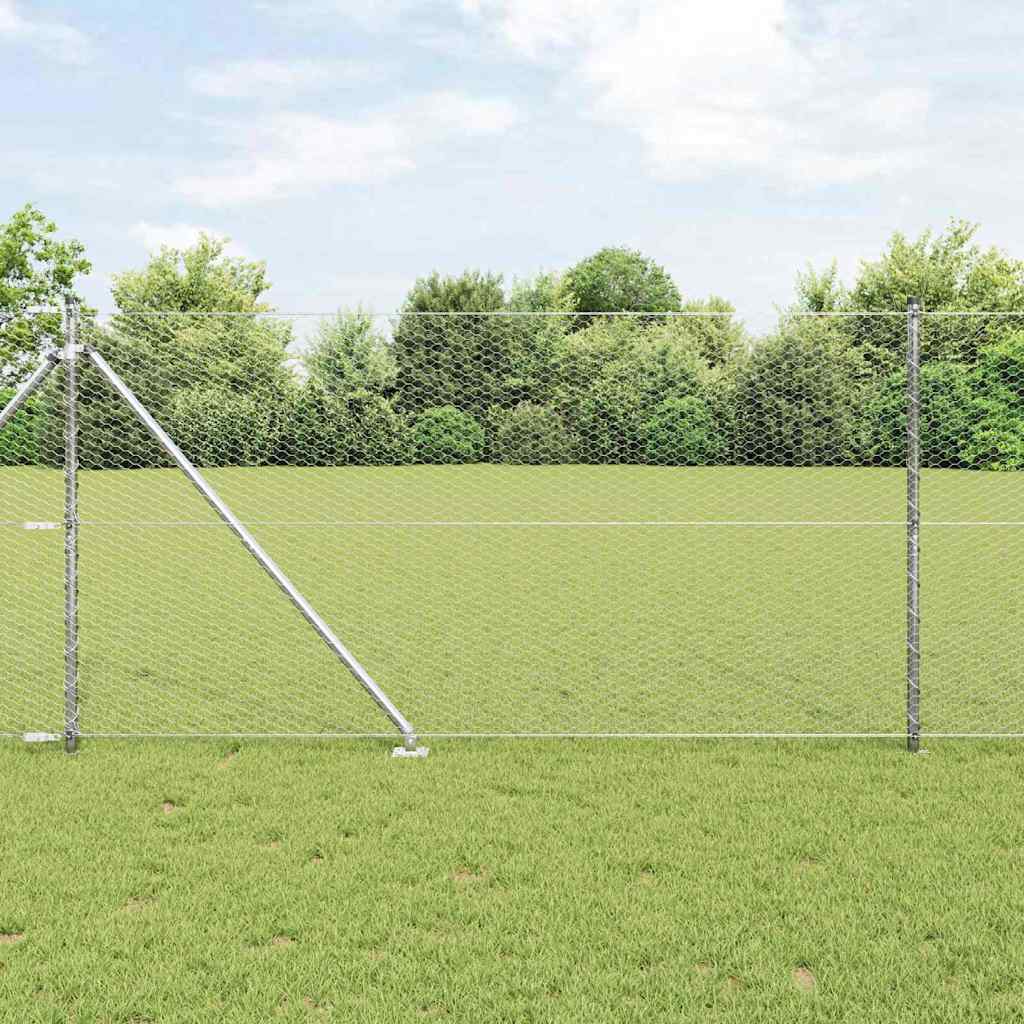 Hexagonal Fence with Post 10 x 0.4 m Silver Galvanised Steel mesh Size 25 mm mesh 1.2 m