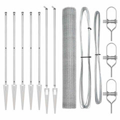 Hexagonal Fence with Post 10 x 0.4 m Silver Galvanised Steel mesh Size 25 mm mesh 1.4 m