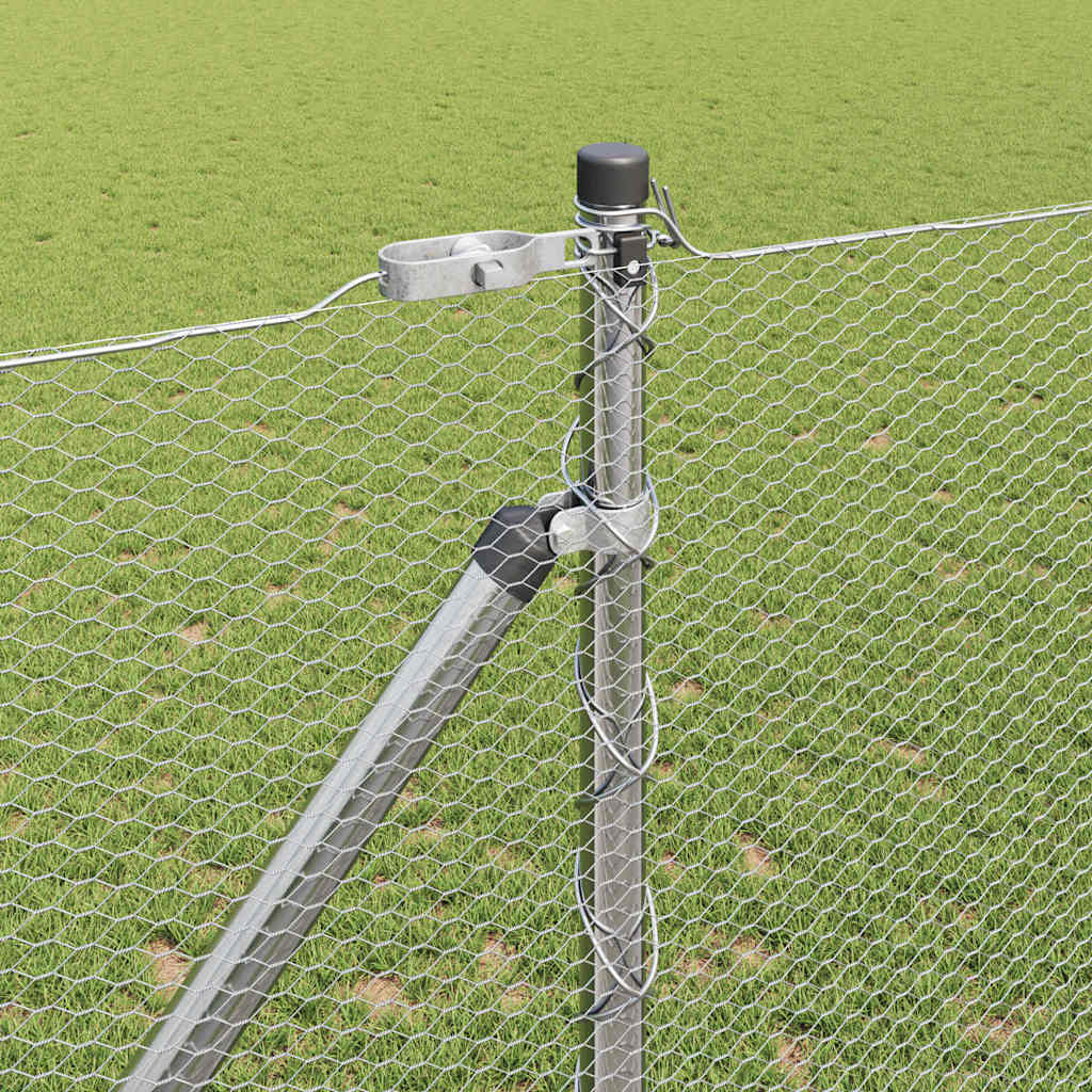 Hexagonal Fence with Post 25 x 0.4 m Silver mesh Size 13 mm mesh Galvanised Steel 1.2 m