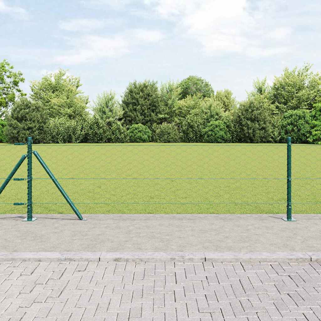 vidaXL Hexagonal Fence with Concrete Base 10 x 0.6 m PVC-Coated Steel 1