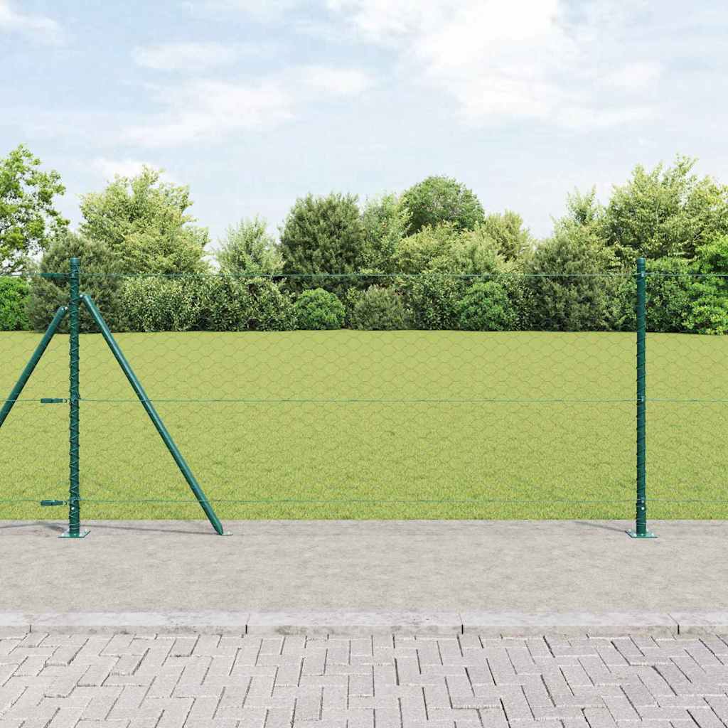 vidaXL Hexagonal Fence with Concrete Base 10 x 0.8 m PVC-Coated Steel 1