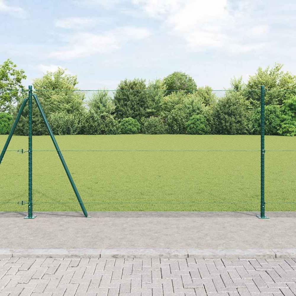 Hexagonal Fence Concrete Base PVC-Coated Steel mesh Size Green