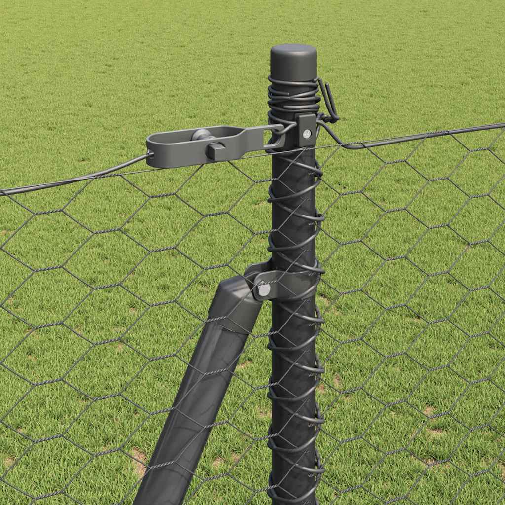 Hexagonal Fence with Concrete Base 10 x 1 m PVC-Coated Steel Grey mesh Size 36 mm mesh 1.5 m