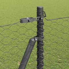 Hexagonal Fence with Concrete Base 10 x 1 m PVC-Coated Steel Grey mesh Size 36 mm mesh 1.5 m