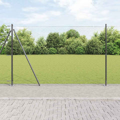 Hexagonal Fence with Concrete Base 10 x 1 m PVC-Coated Steel Grey mesh Size 36 mm mesh 1.5 m