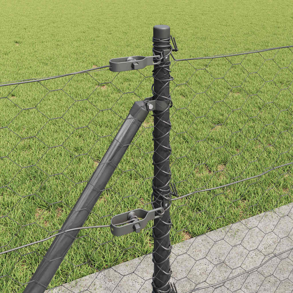 vidaXL Hexagonal Fence with Concrete Base 25 x 0.5 m PVC-Coated Steel 5