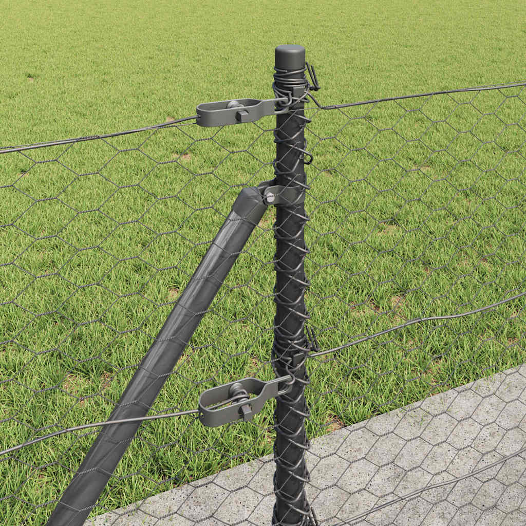 vidaXL Hexagonal Fence with Concrete Base 25 x 0.6 m PVC-Coated Steel 5