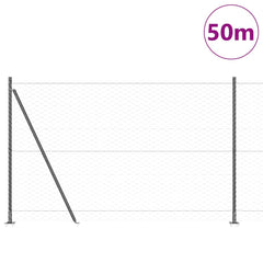 Hexagonal Fence with Concrete Base 50 x 1 m PVC-Coated Steel Grey mesh Size 50 mm mesh 1.4 m