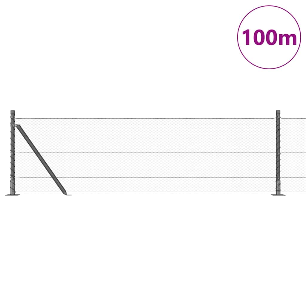 Hexagonal Fence with Concrete Base 100 x 1 m PVC-Coated Steel Grey mesh Size 13 mm mesh 0.6 m