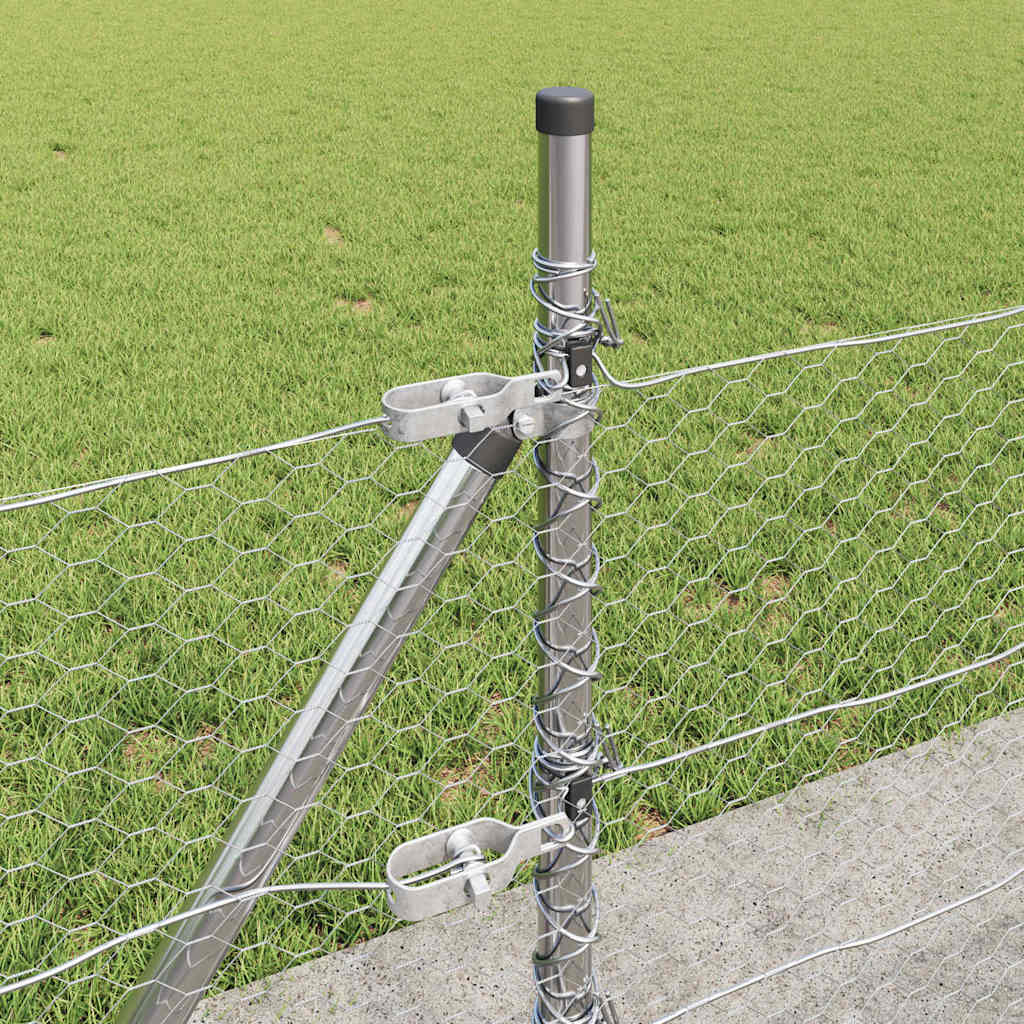 vidaXL Hexagonal Fence with Concrete Base 10 x 0.5 m Galvanised Steel 5