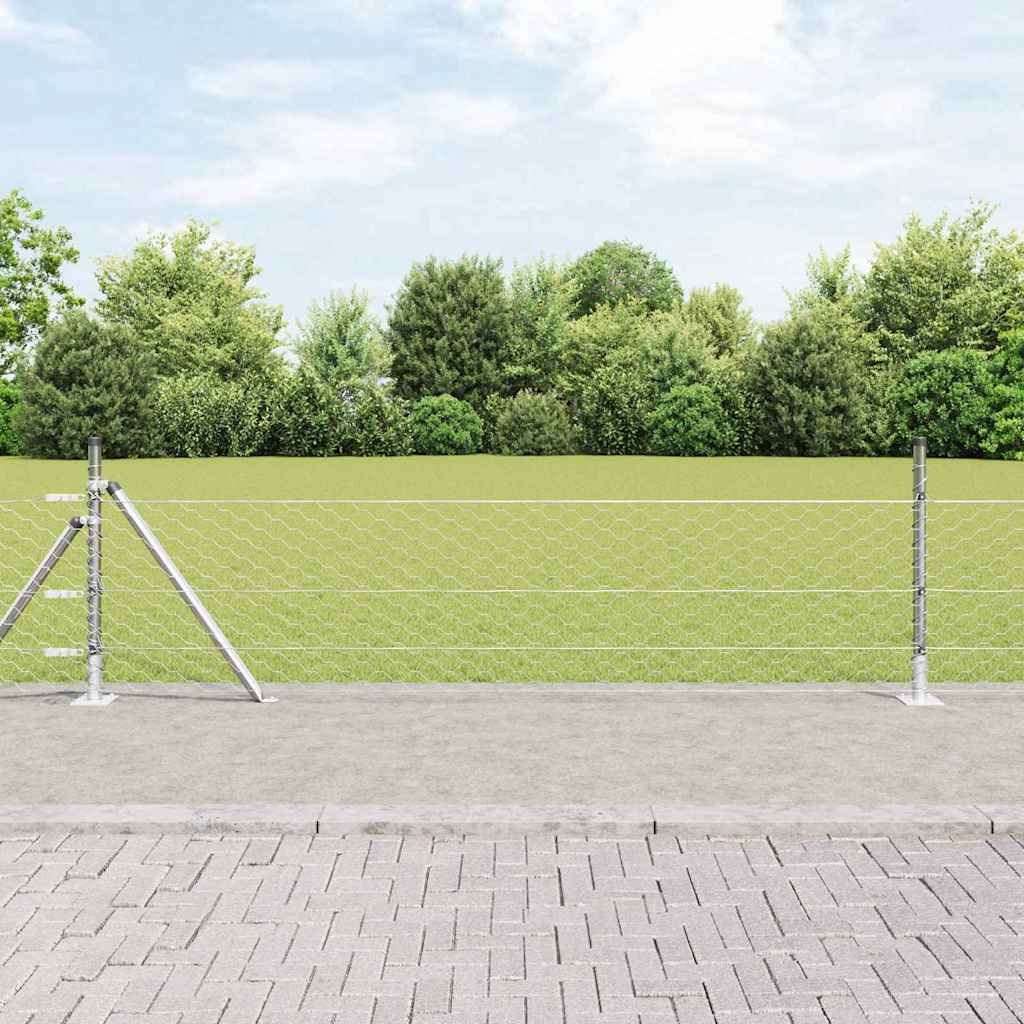 vidaXL Hexagonal Fence with Concrete Base 10 x 0.5 m Galvanised Steel 1