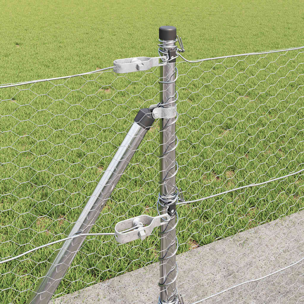 vidaXL Hexagonal Fence with Concrete Base 10 x 0.6 m Galvanised Steel 5