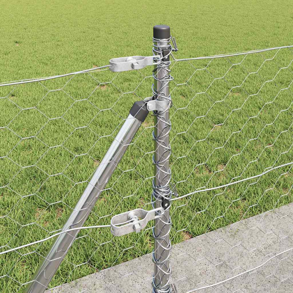 vidaXL Hexagonal Fence with Concrete Base 10 x 0.6 m Galvanised Steel 5