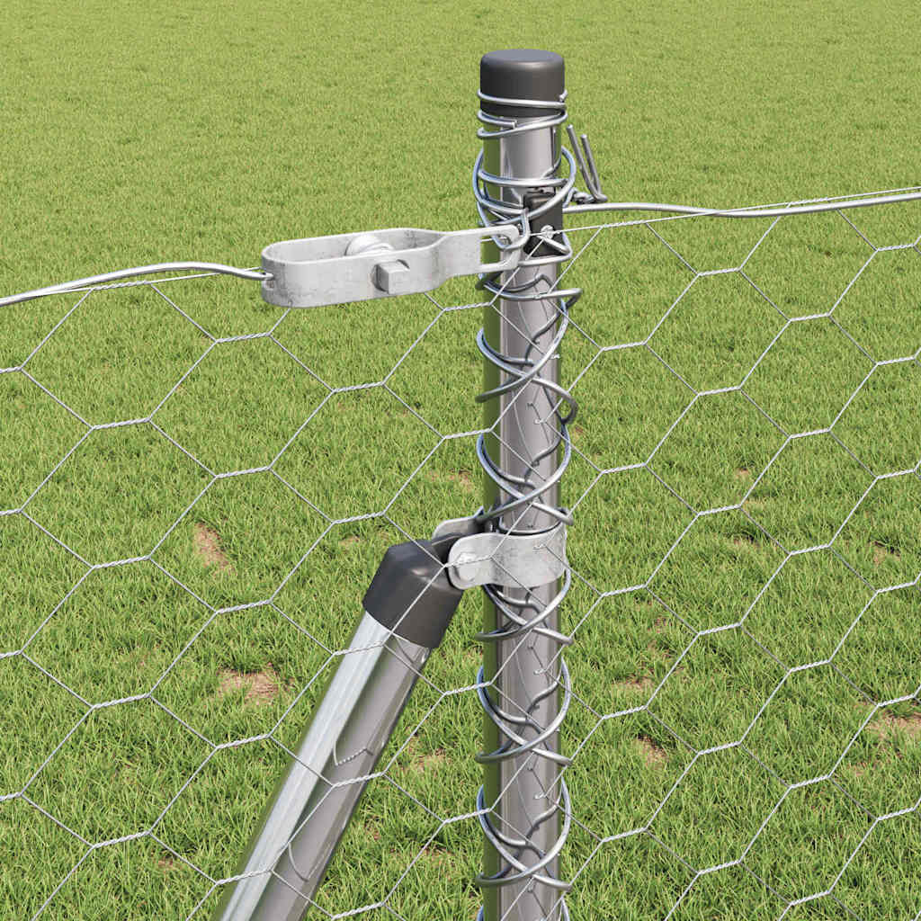 vidaXL Hexagonal Fence with Concrete Base 10 x 0.8 m Galvanised Steel 5