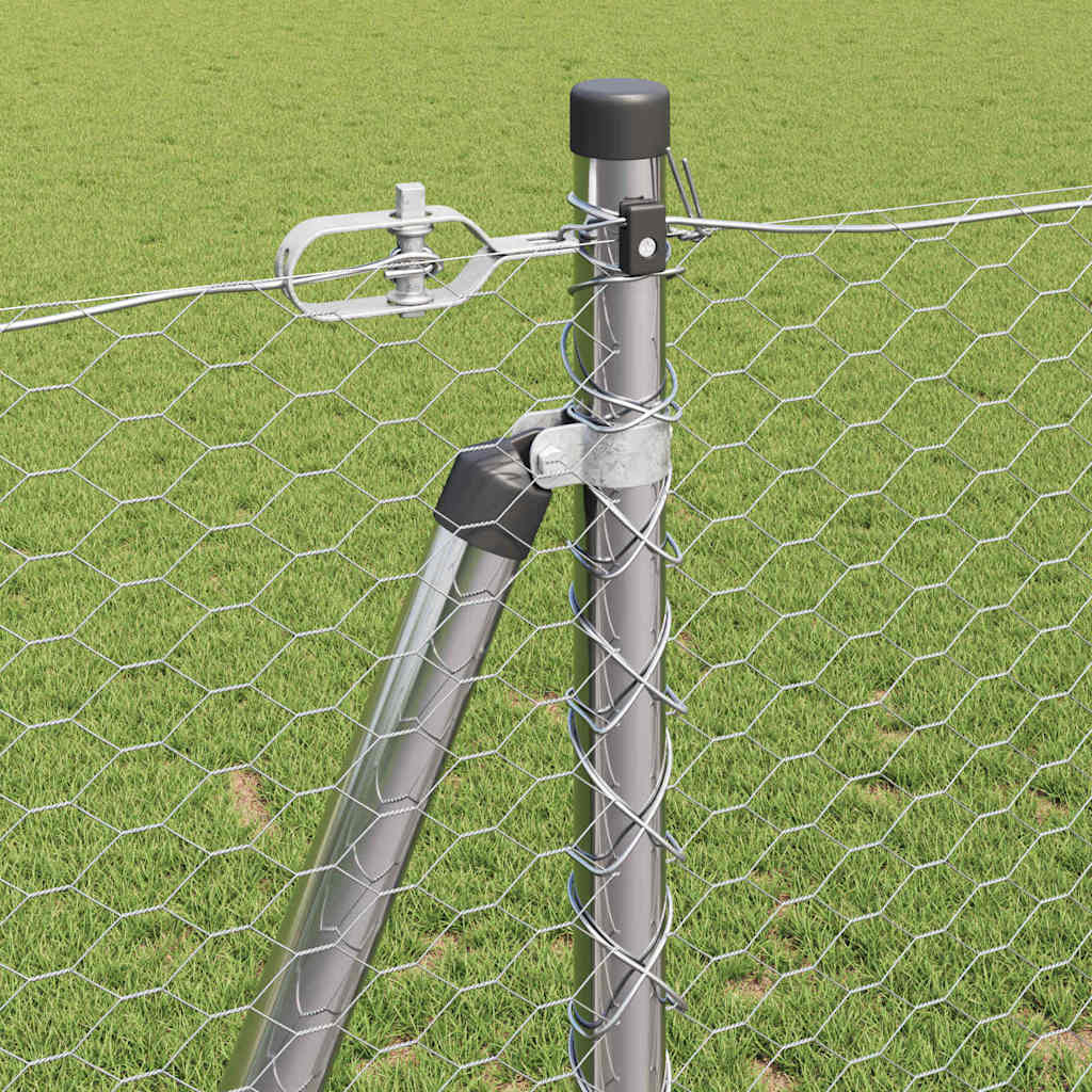 vidaXL Hexagonal Fence with Concrete Base 10 x 1.2 m Galvanised Steel 5