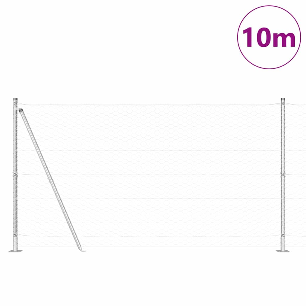 vidaXL Hexagonal Fence with Concrete Base 10 x 1.2 m Galvanised Steel 3