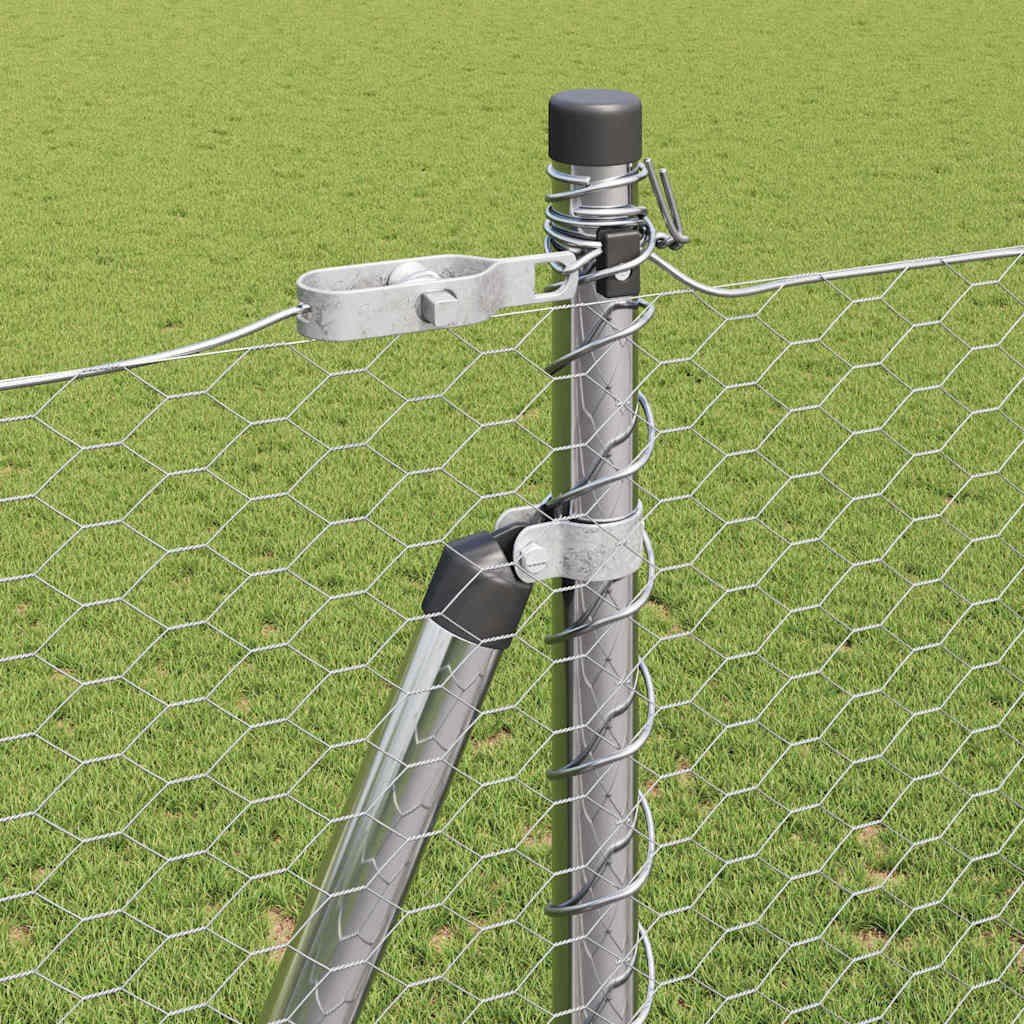 vidaXL Hexagonal Fence with Concrete Base 10 x 1.4 m Galvanised Steel 5