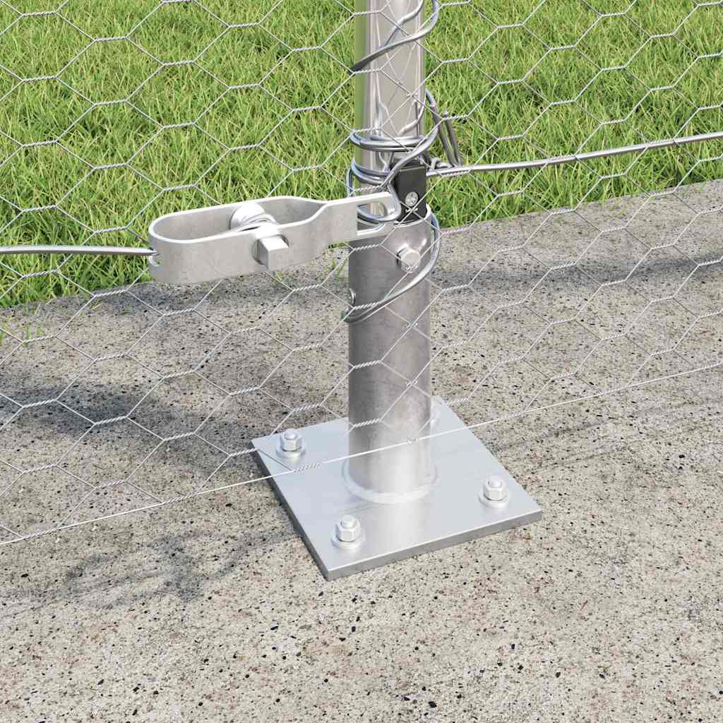 vidaXL Hexagonal Fence with Concrete Base 10 x 1.5 m Galvanised Steel 4